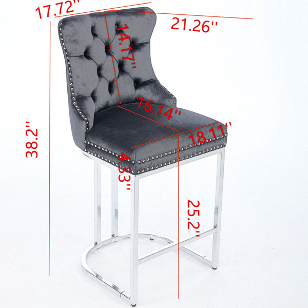 House of Hampton® Modern 25" Counter Height Bar Stools, Of 2, Velvet ...
